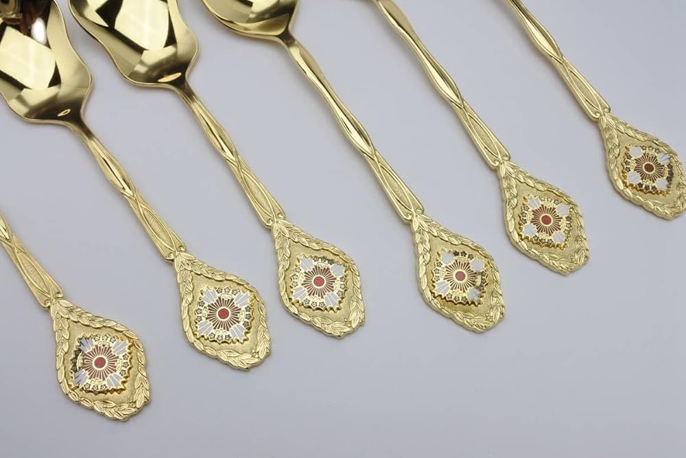 新品希少！勲一等旭日桐花大綬章受賞記念 金仕上げスプーンセット　カトラリーセット 新品希少！勲一等旭日桐花大綬章受賞記念 金仕上げスプーン